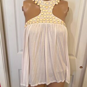 Moda International racer back tunic very retro size M white with bangles